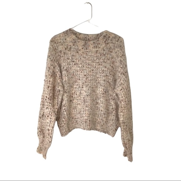 Hem & Thread Oatmeal Confetti Speckled Eyelash Sweater with Bishop Sleev… - Picture 13 of 14